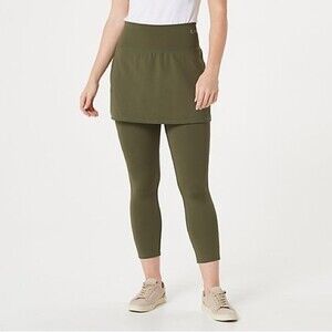 Zuda Active Z-Move Cropped Skirted Legging Olive Green Women’s Size XXS Yoga